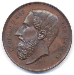 Médaille, Belgique, 1874 | Leopold II (1835-1909) - roi de Belgique. Souverain