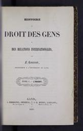 Histoire du droit des gens et des relations internationales | Laurent, F (1810-1887). Author