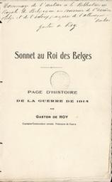 Sonnet au Roi des Belges | Roy, Gaston de. Auteur