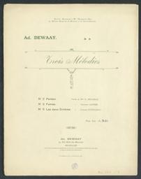 Trois mélodies | Dewaay, Adolphe. Composer