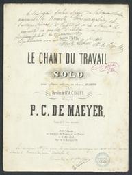 Le chant du travail | De Maeyer, P. C. Componist