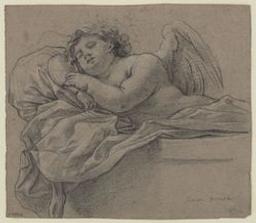 Sleeping angel; verso: study of a female figure | Dorigny, Michel (1616/17-1665). Illustrateur