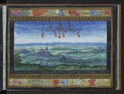 Page of the so-called 'De Croÿ album' with panoramic views along the Sambre river (recto and verso) | Montigny, Adrien de (ca. 1570 - 1615). Illustrateur