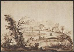 Italiante landscape with figures | Il Falsario (active second half eighteenth century). Artiste