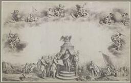 Presentation of the 'Carte de Cabinet' of the Austrian Netherlands by Joseph de Ferraris to Emperor Joseph II | Eisen, Charles Dominique Joseph (1720-1778). Artiest