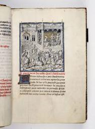 [Conquestes et croniques de Charlemaine, volume II] | le Tavernier, Jean (14-- miniaturiste) - Flandre, Audenarde. Enlumineur