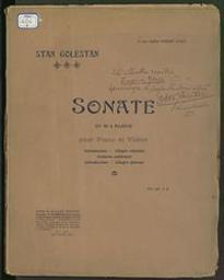 Sonate | Golestan, Stan (1875-1956)