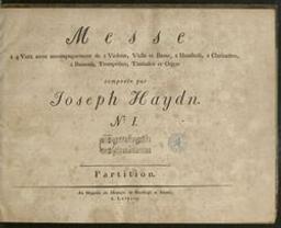 Messe à 4 voix composée par Joseph Haydn | Haydn, Joseph (1732-1809) - Austrian composer. Typographe