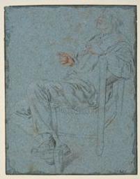 Study of a man sitting on a chair; verso: study of a standing figure leaning on a stick | Dusart, Cornelis (1660-1704) - peintre et graveur néerlandais. Artiest