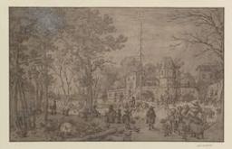Summer landscape and activities in the surroundings of a town gate | Vrancx, Sebastiaan (1573-1647). Illustrateur